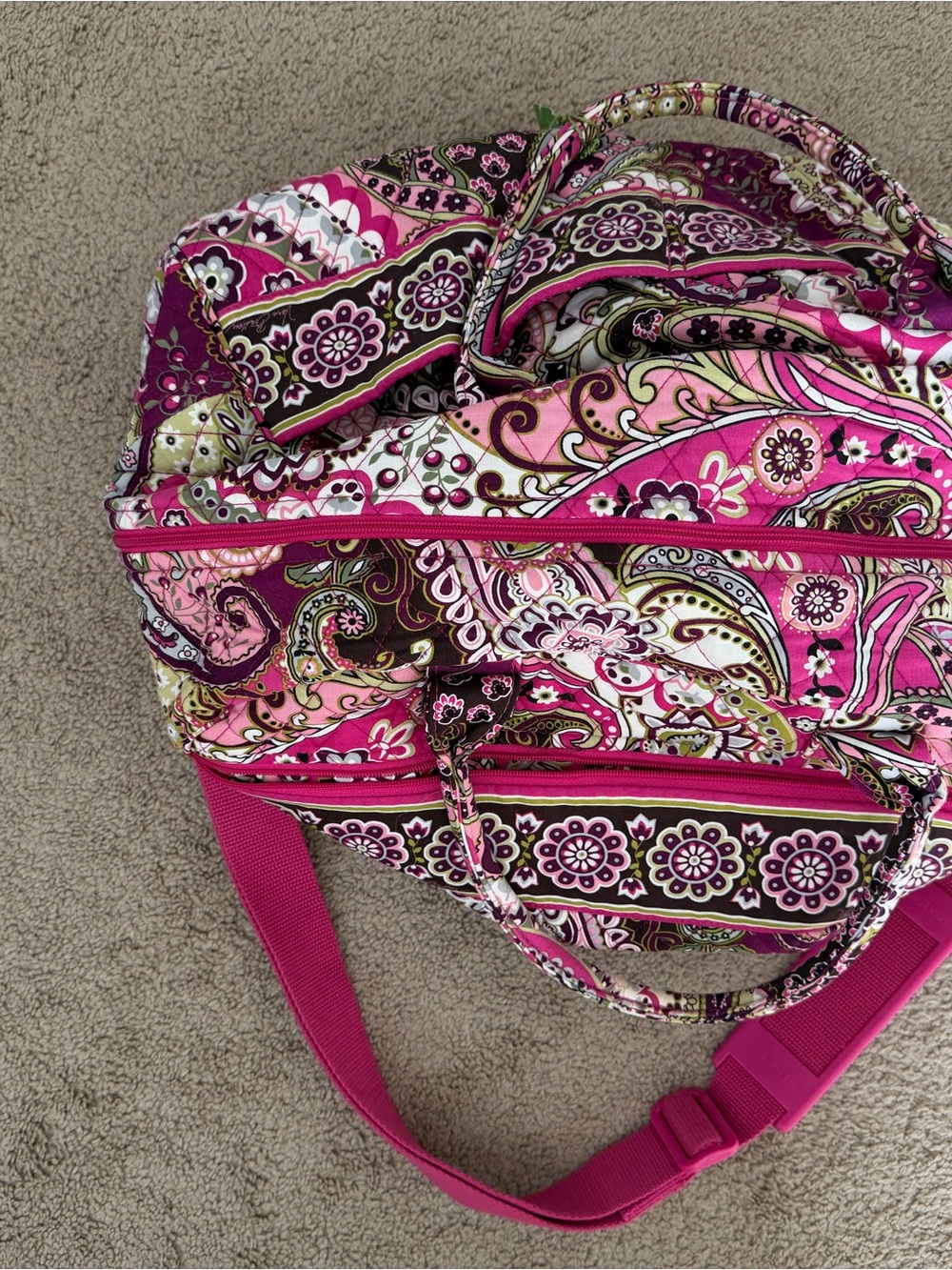 Vera Bradley Hot Pink Paisley Quilted Travel Bag